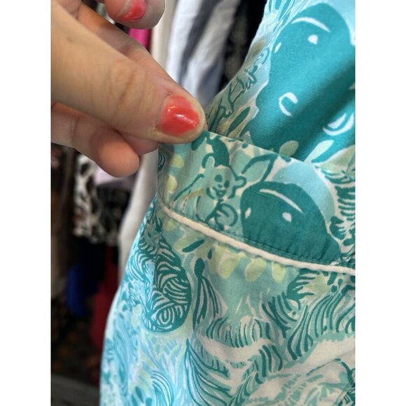 Lilly Pulitzer Safari Animal Print Lion Zebra Sleeveless VTG Dress Size 6 Green - Picture 6 of 11